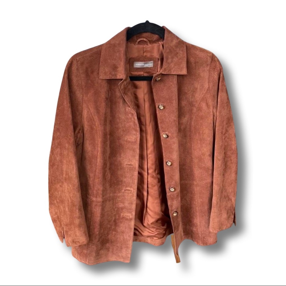 VTG 100% Leather Valerie Stevens Separates Brown Suede Jacket